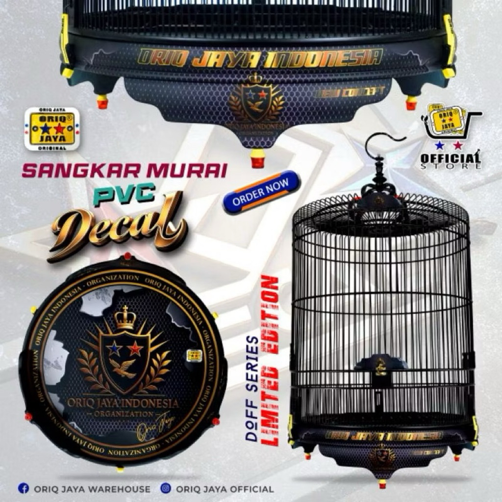 (FREE PACKING KAYU) SANGKAR KANDANG MURAI PVC DECAL ORIQ JAYA