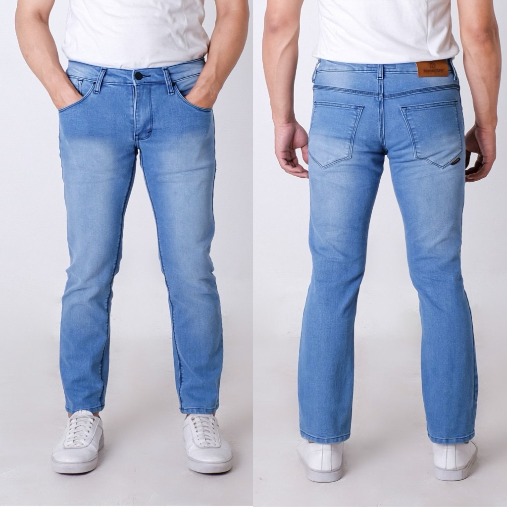 Celana Jeans Panjang Pria Slim Fit Stretch dengan Bahan Elastis dan Jahitan Kuat size jumbo 36 38 40