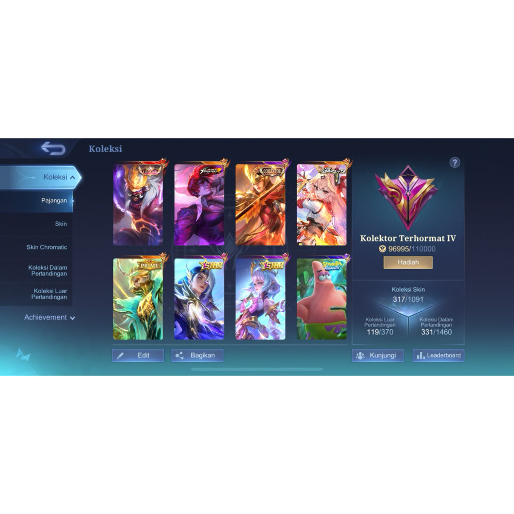 AKUN ML LEGEND FRANCO DAN COLECTOR PHARSA