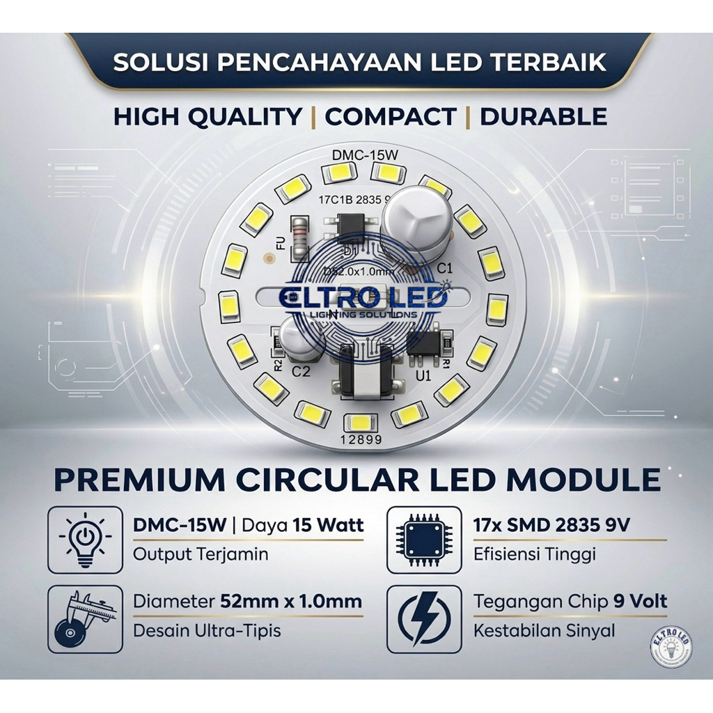 PCB LED Lampu AC 15 Watt DMC- Mesin Lampu LED 15 Watt DMC 9 V Nyala putih terang untuk service lampu