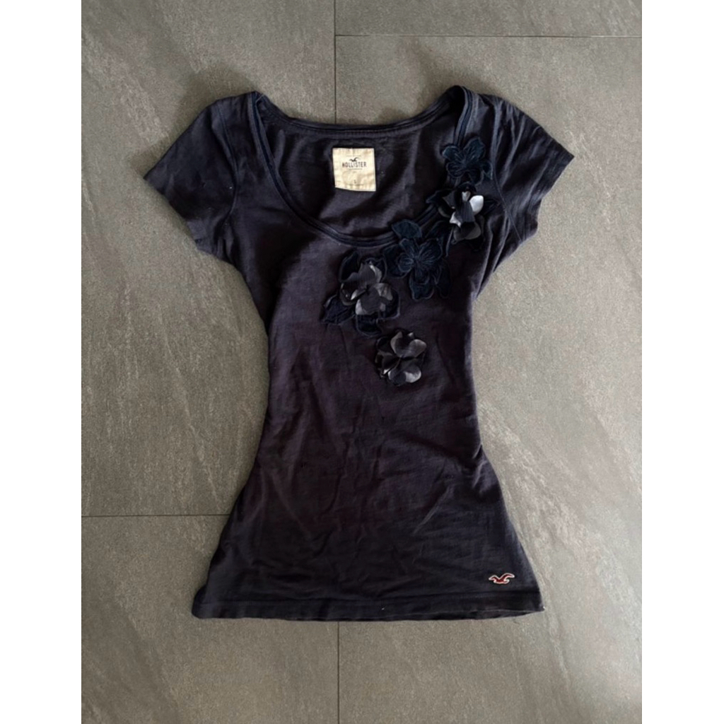Hollister navy vintage top floral size s not Abercrombie small emo ult 2000z cute coquette