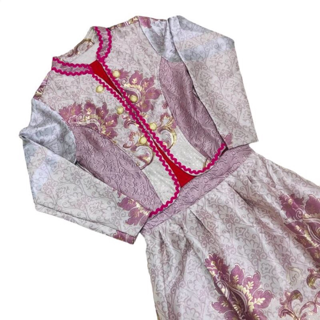 Setelan Dress Maxi & Blazer Motif Bunga Baroque Wanita