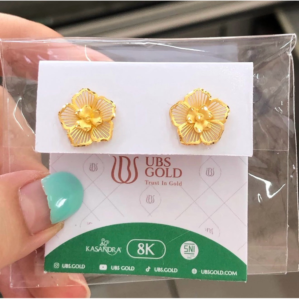 MA1- GIWANG BUNGA EDELWEISS UBS 1.35GR KADAR 375 8K ULIR EMAS