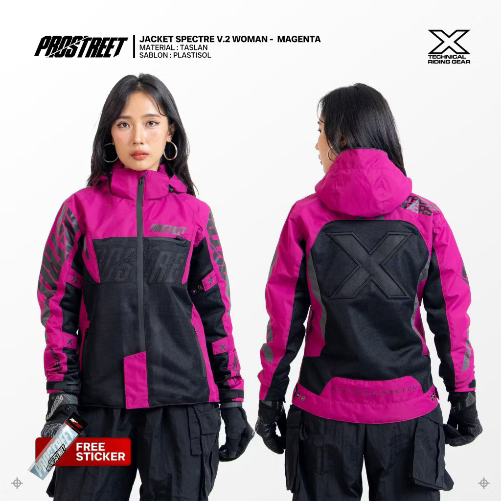 JAKET PROSTREET WOMAN SPECTRE AIR TECH SYSTEM V2 MAGENTA ORIGINAL