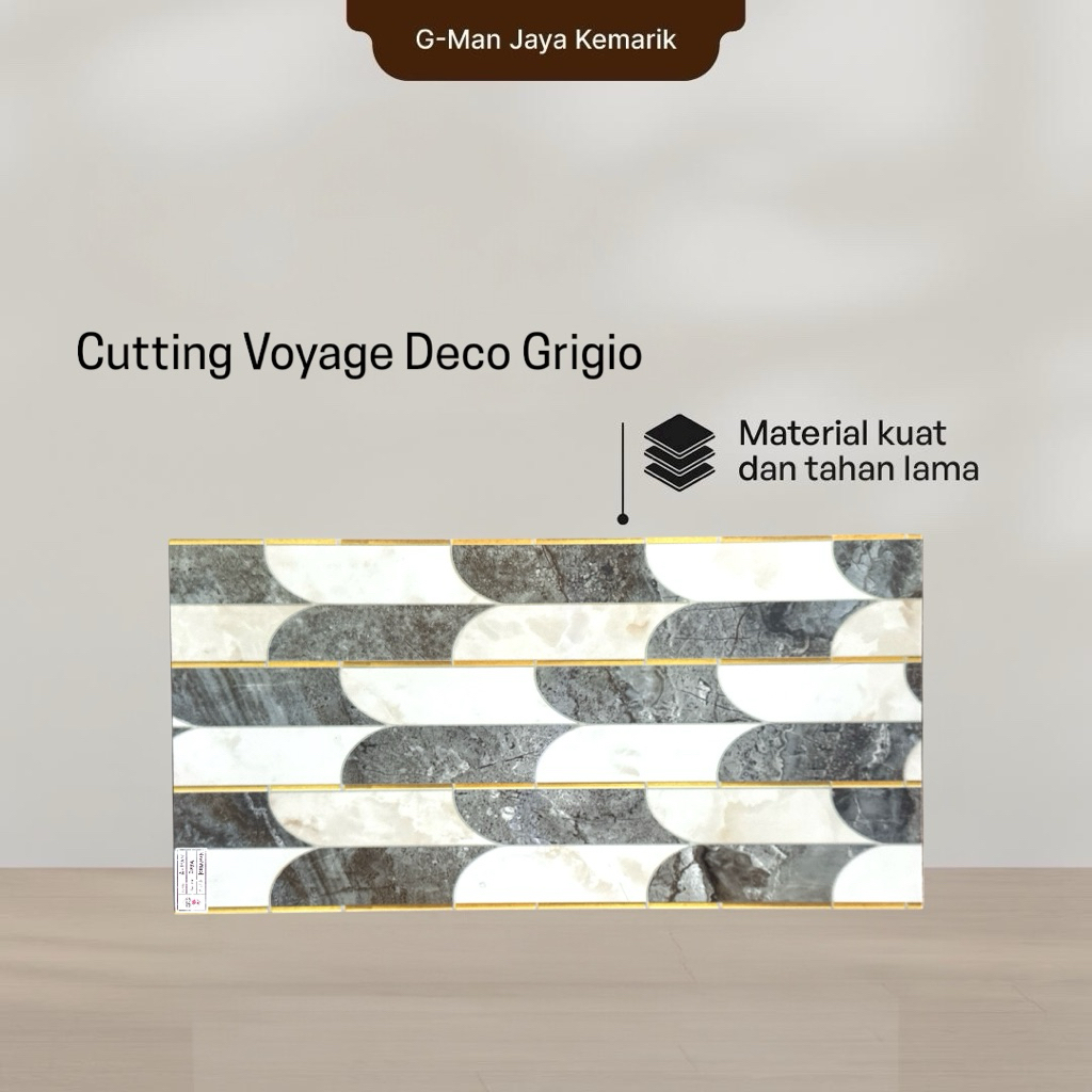 Keramik Lantai 30x60 Cutting Voyage Deco Grigio Keramik Mulia Ceramic Glossy Grade A Isi 5 pcs