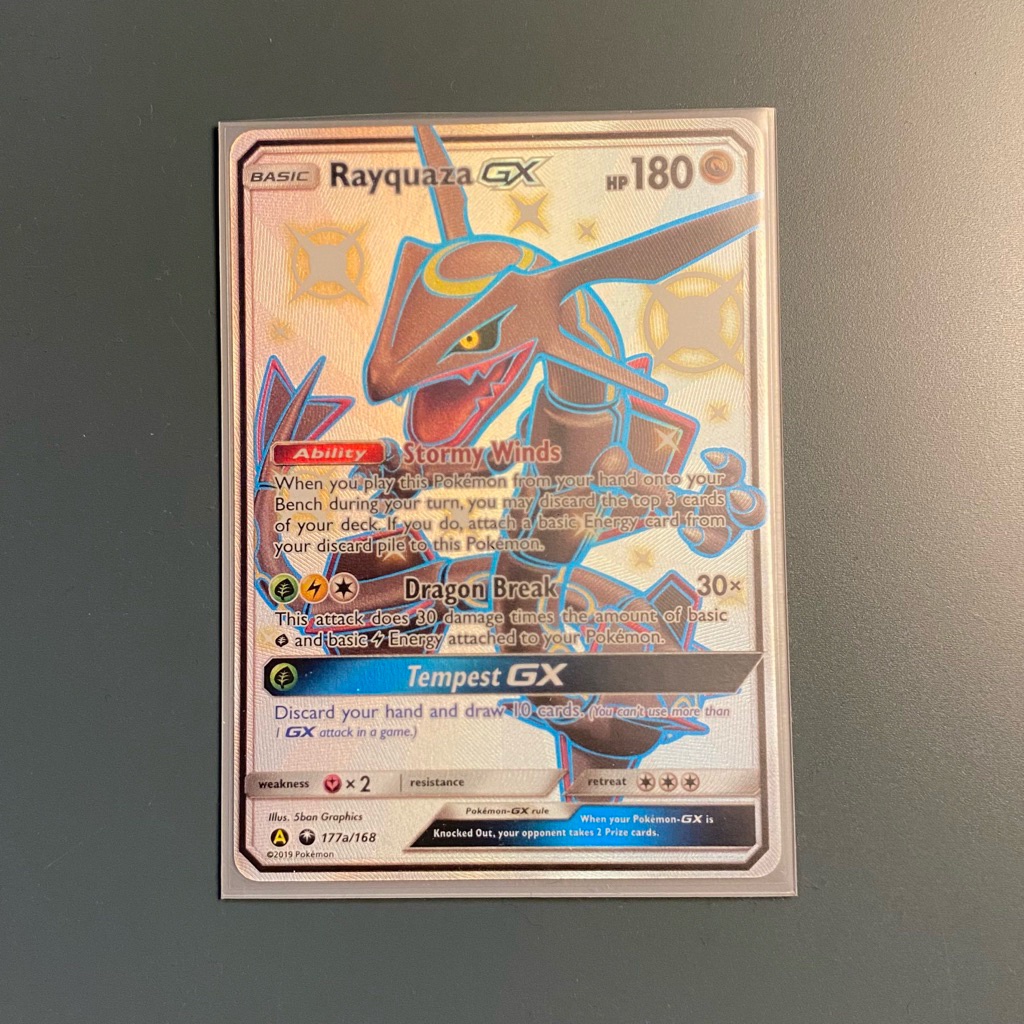 Shiny Rayquaza GX English pokemon card kartu