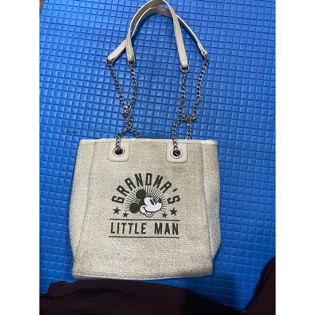 PL tas wanita tenteng Nretro disney warna cream Uk 23x20x12cm JN