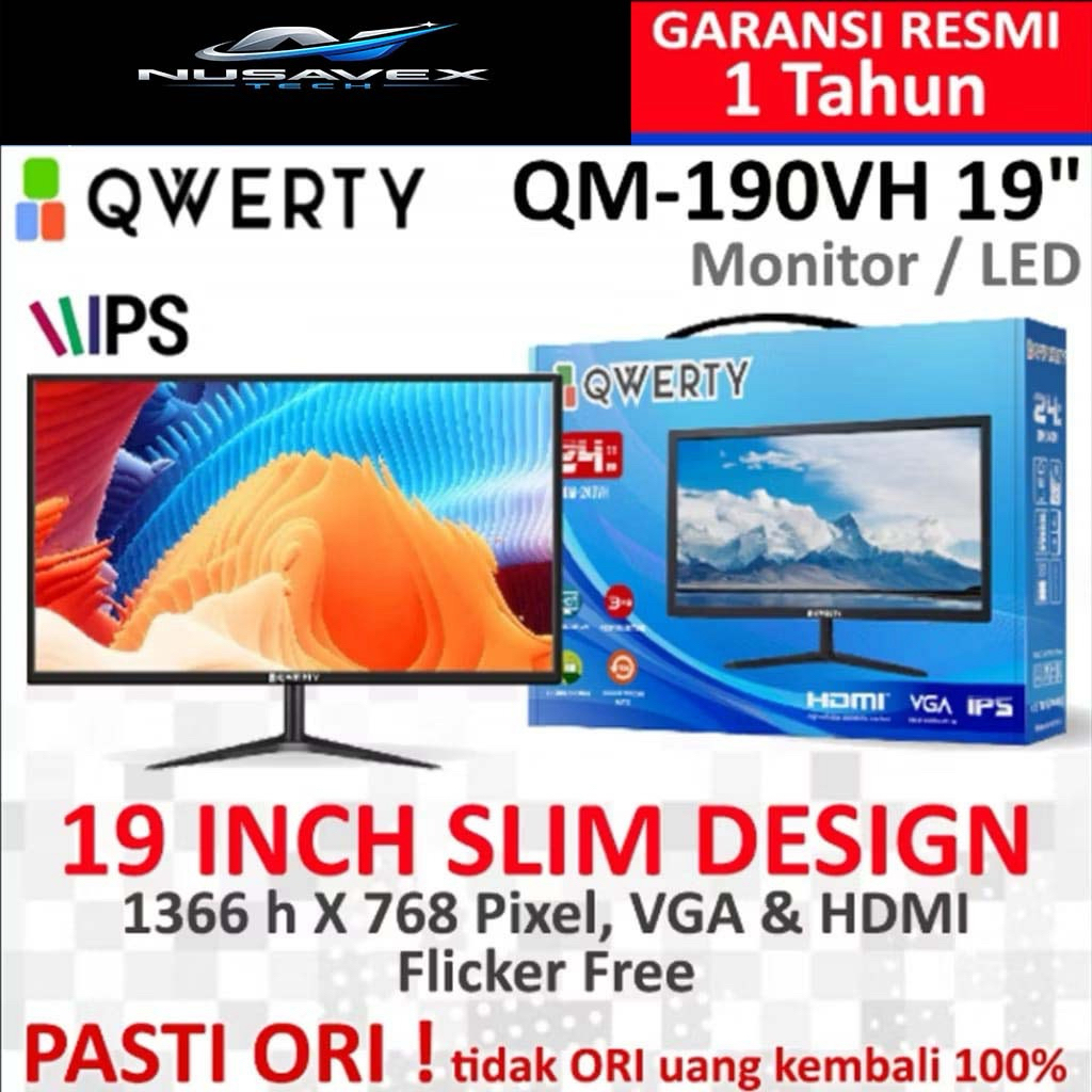 Monitor Slim LED IPS 19" - QWERTY