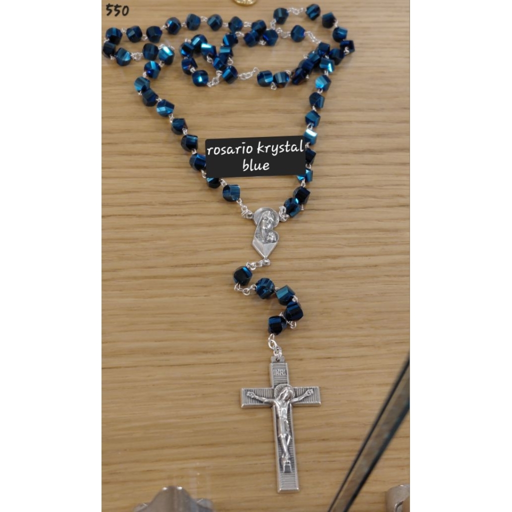 Rosario Kristal Biru Batu Alam Crystal Blue
