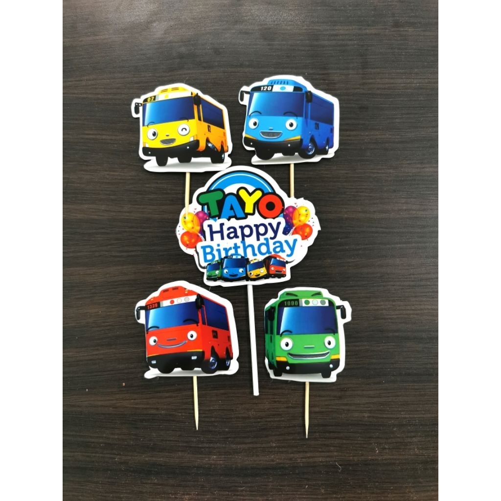 Topper cake / Topper kue / Tusukan cake Happy Birthday Tayo