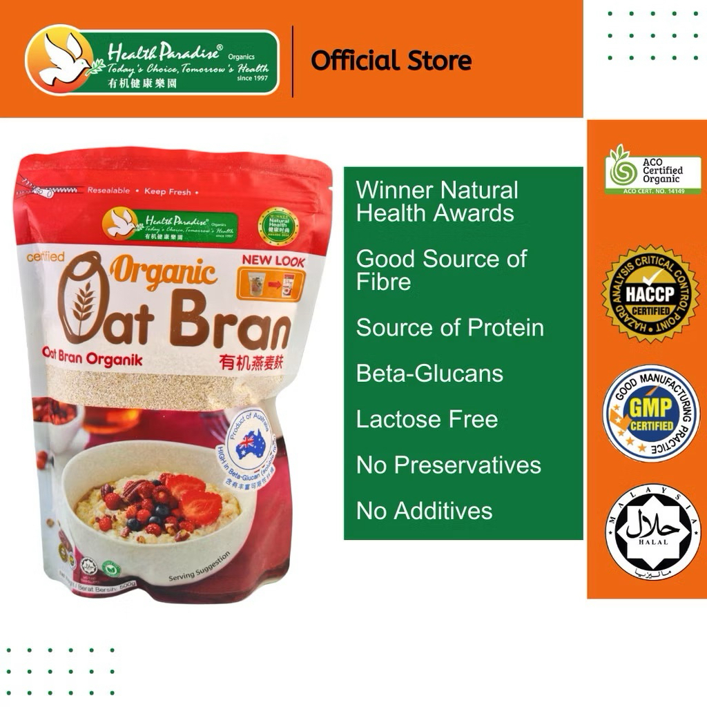 Health Paradise Organic Oats 500gm - Rolled Oats / Instant Baby Oats / Oat Bran Australia Halal