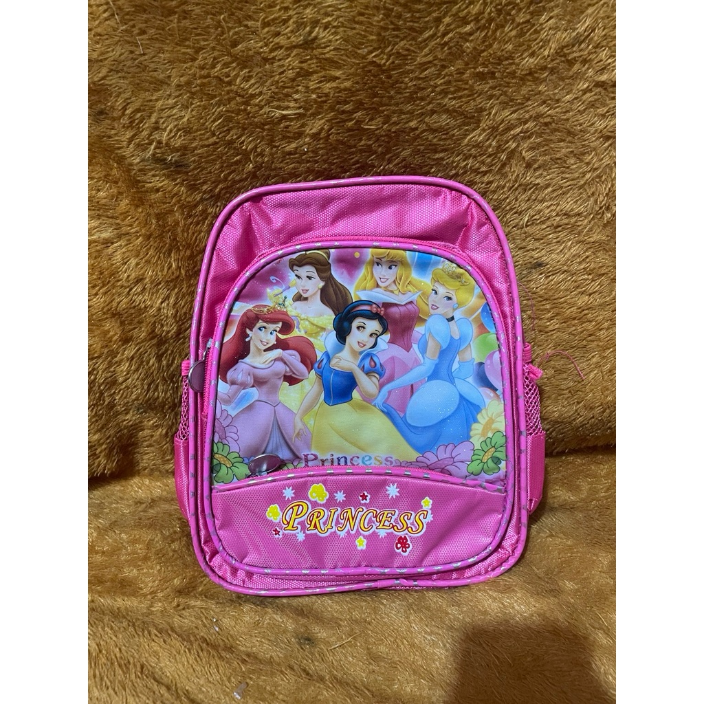 PL Tas Ransel Anak warna Pink Motif Princess uk. 29x23,5x8 cm /  11,45x9,45x3,25 inc RS