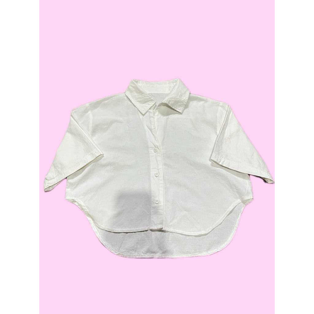 kemeja putih crop