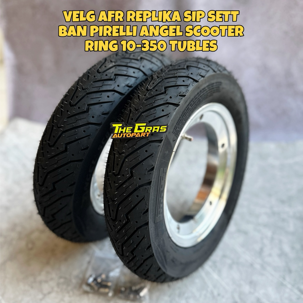 Velg Pelek Vespa Ring 10 Tubeless AFR Sett Ban Pirelli Angel Scooter Ring 10-350 Tubles