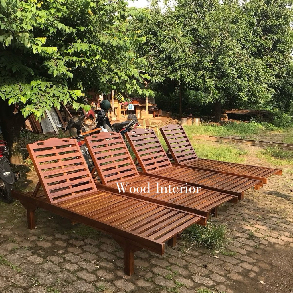 kursi malas kayu jati | kursi malas outdoor | kursi kolam renang