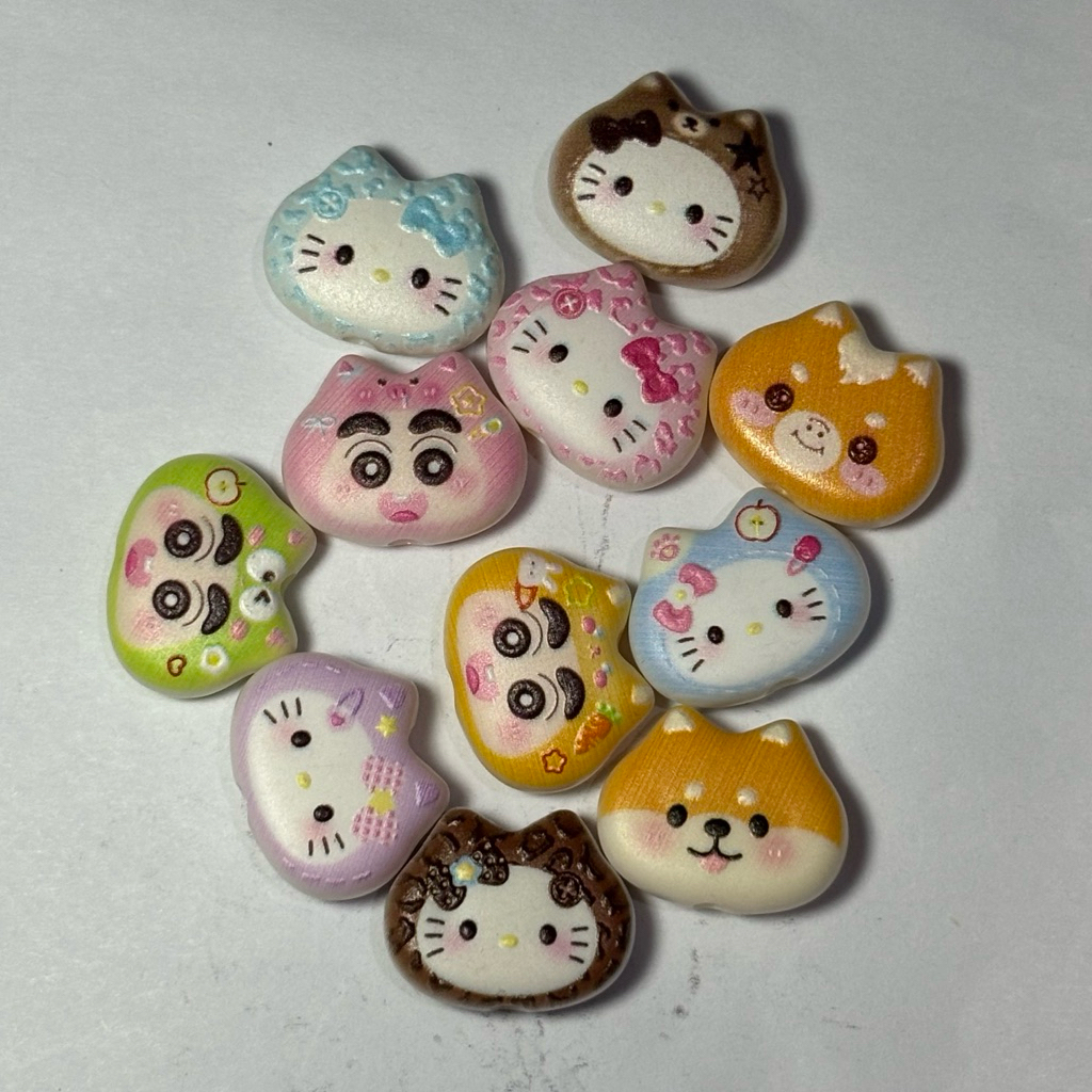 Manik Akrilik Solid Printing Bentuk Kepala Kucing Mix Karakter Character Sincan Shinchan Sinchan Shi