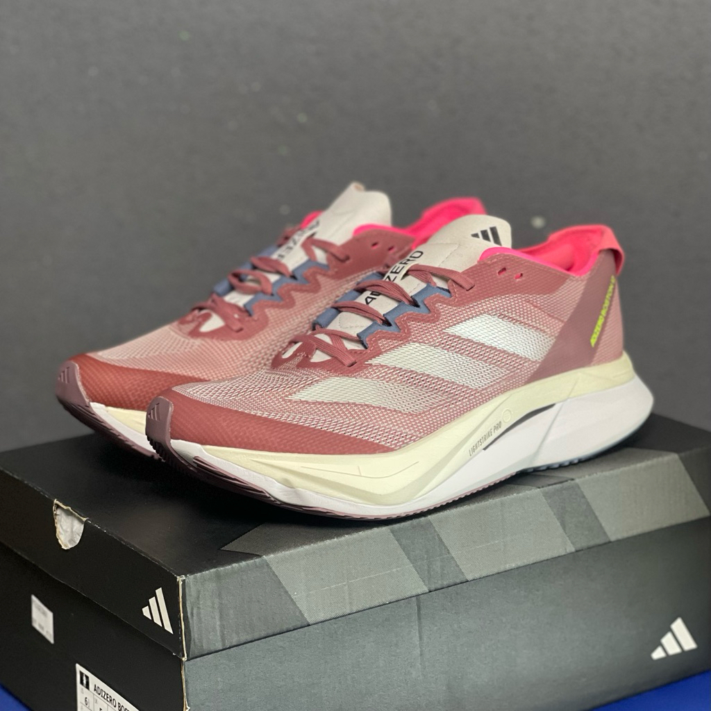 Sepatu Lari ADIDAS Adizero Boston 12 - Red | IG1535 | Running Super Shoe Lightstrike Pro Energy Rod 