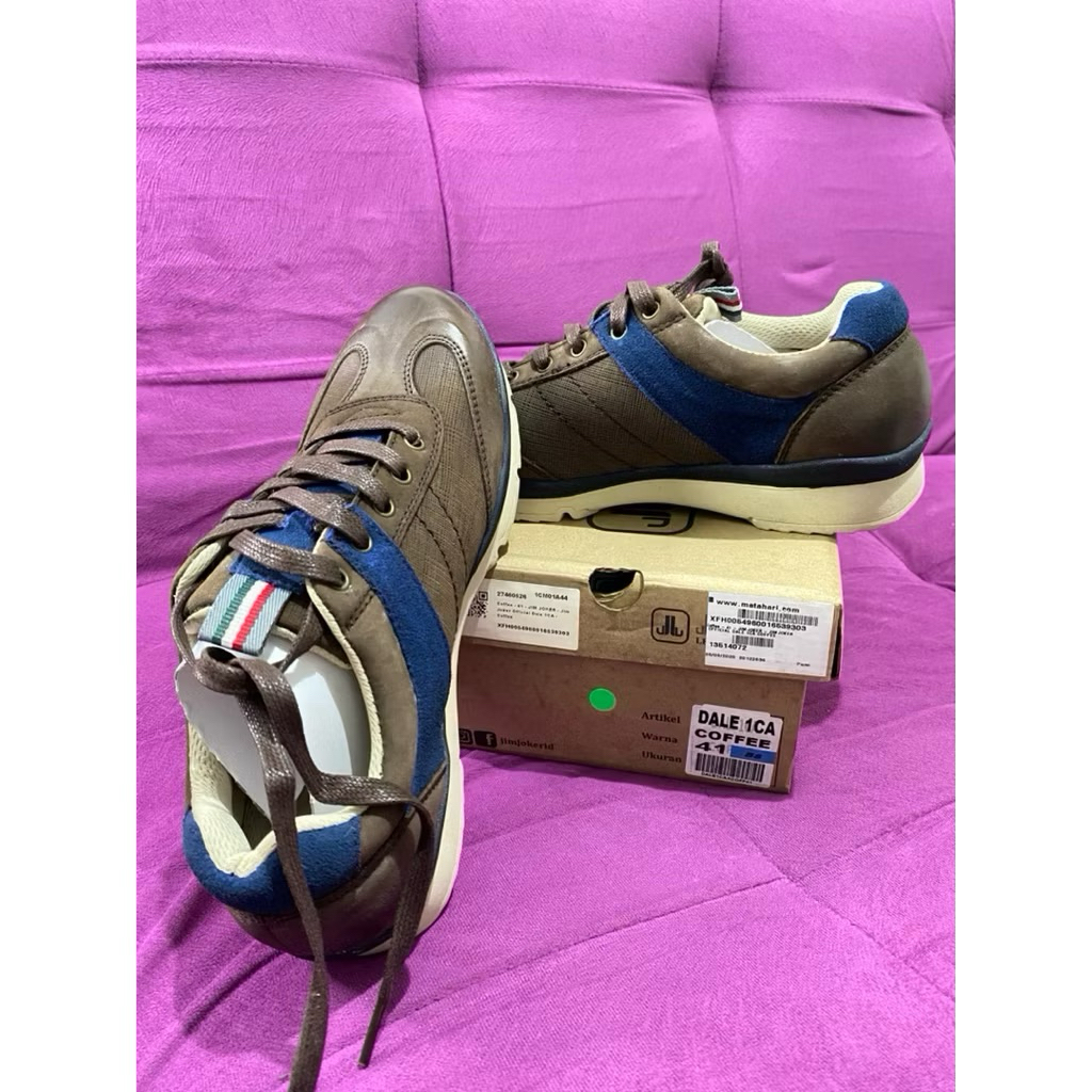 Sepatu JIM JOKER Dale 1CA, Warna Coffe, Ukuran 41, 100% Original