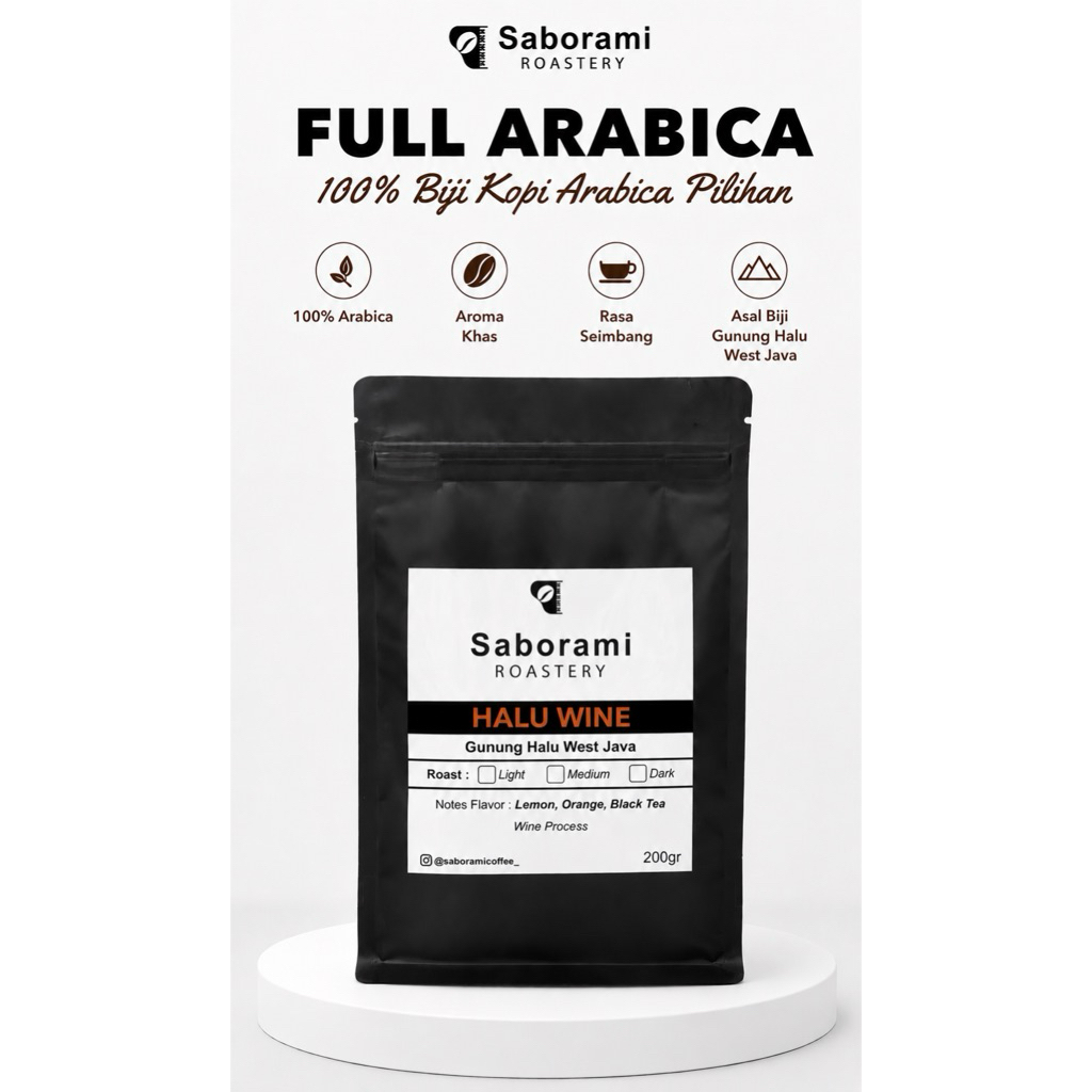 100% Arabica Halu Wine Gunung Halu Jawa Barat 200gram