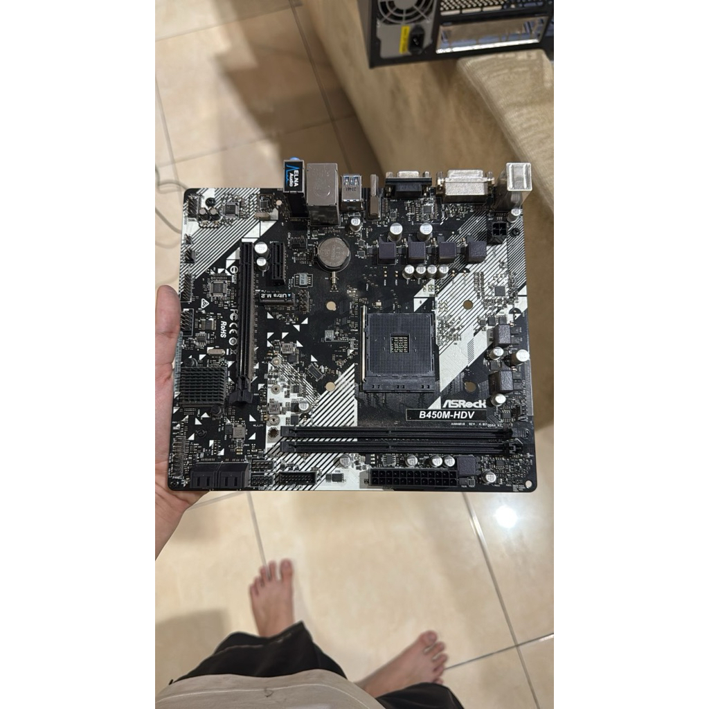 ASRock B450M-HDV Motherboard Bekas Super Mulus + Box