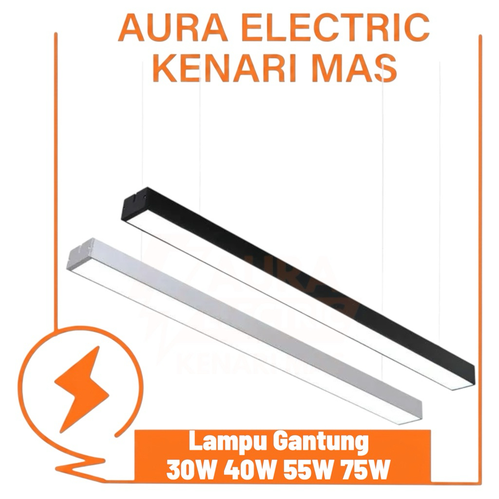 Lampu Gantung Kosongan Kap Hanging Office 1 Lampu & 2 Lampu Kap Lampu Gantung TL T8 Body Hitam & Bod