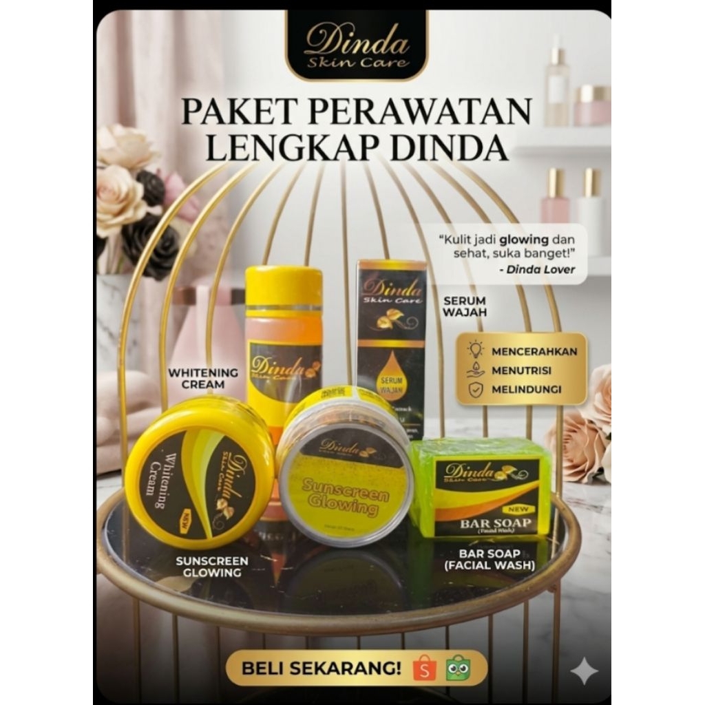 PAKET KOMPLIT DINDA SKINCARE LEBIH HEMAT*SERUM*SUNCREEN*MOISTURIZER