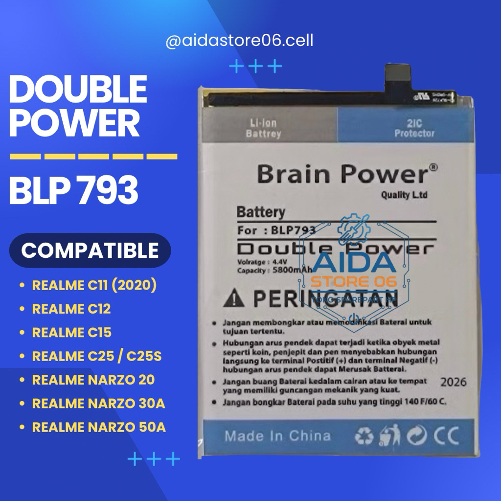 BATERAI BATRE BATU  REALME C11 2020 / C12 / C15 / NARZO 20 / NARZO 30A / NARZO 50A / BLP793 / BLP 79