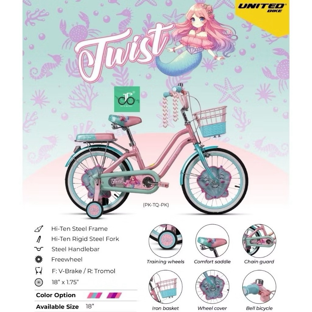 Sepeda Anak Cewek Perempuan Mini United Twist 12 16 18 inch