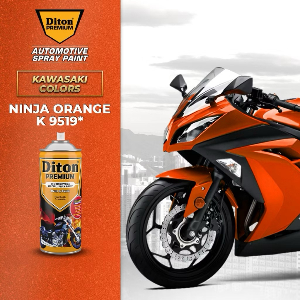 DITON PREMIUM – NINJA ORANGE K9519* (400CC) – Cat Semprot Pilok Pylox Pilox Spray Paint Original Unt