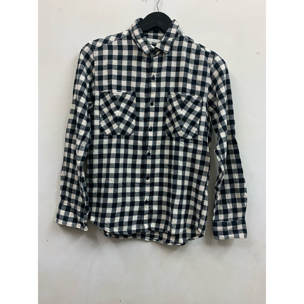 GLOBAL UNIQLO Plaid Shirt double pocket Work Shirt | GU Kemeja flannel
