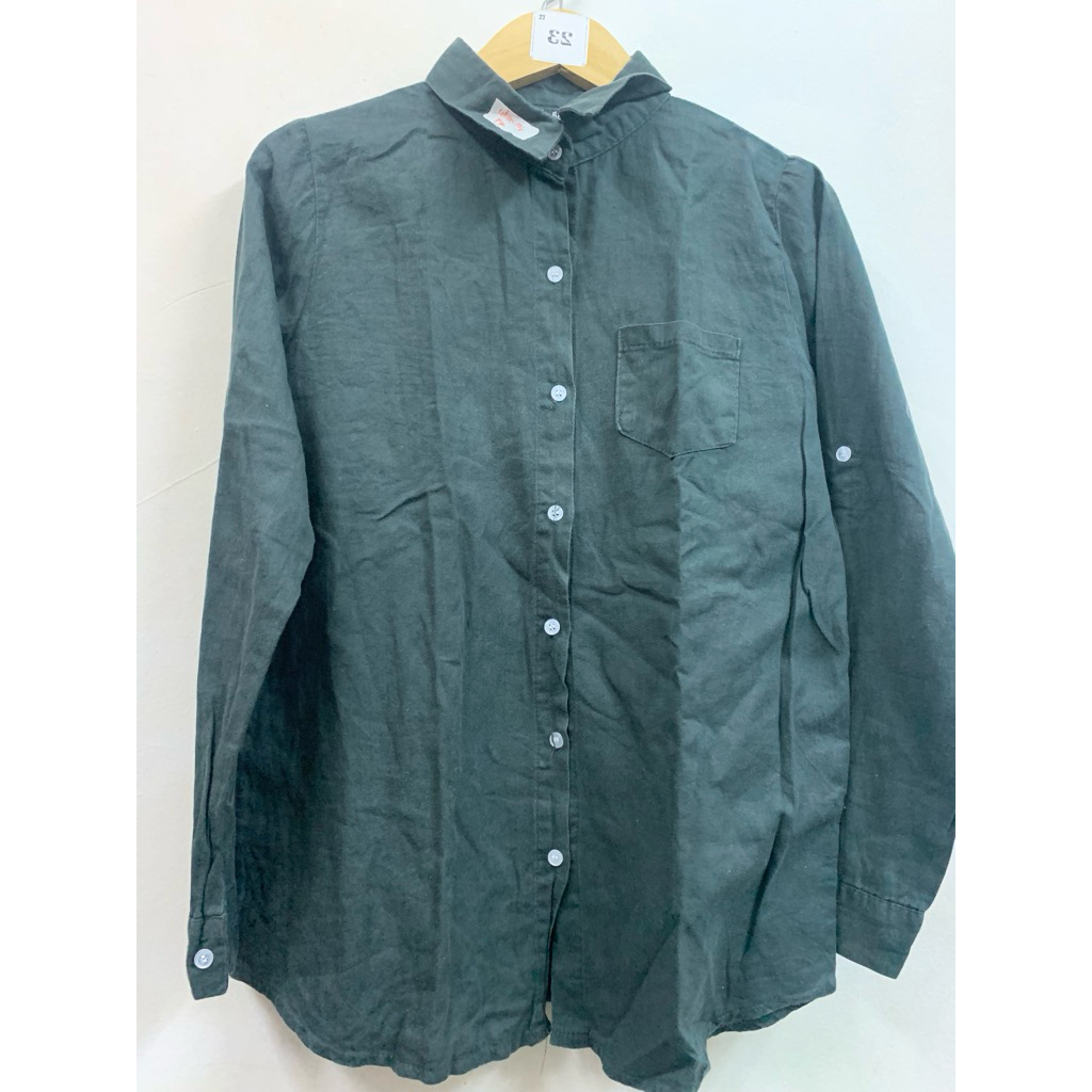 SOOS EMERALD GREEN SHIRT | Kemejawanita hijau botol
