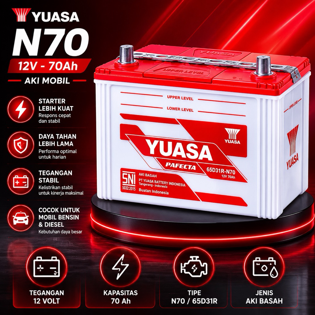 Aki Mobil Yuasa N70 12V 70Ah PF