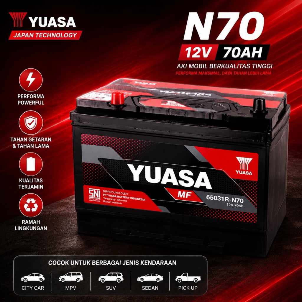 AKI MOBIL YUASA N70 MF 12V 70Ah