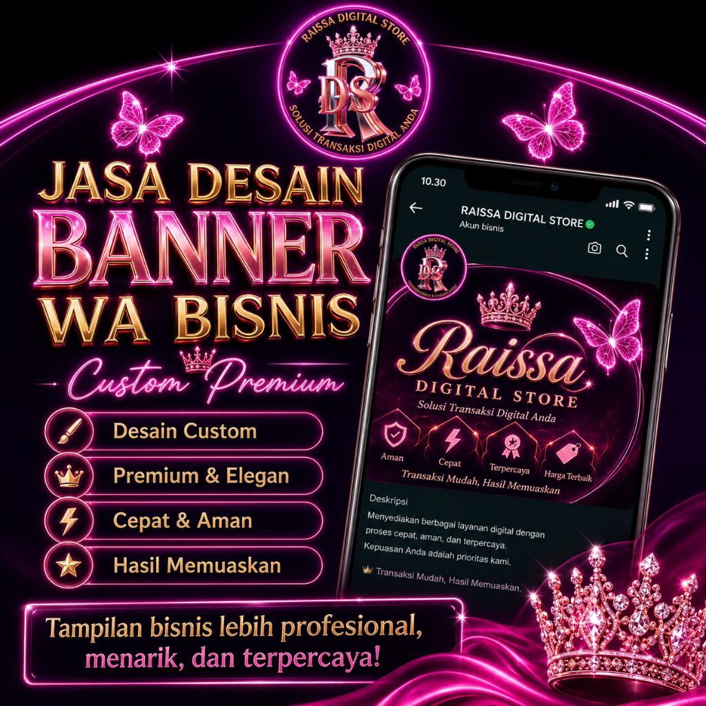 Jasa Desain Banner WA Bisnis Custom Premium untuk UMKM Olshop Toko Pulsa dan Jualan Online