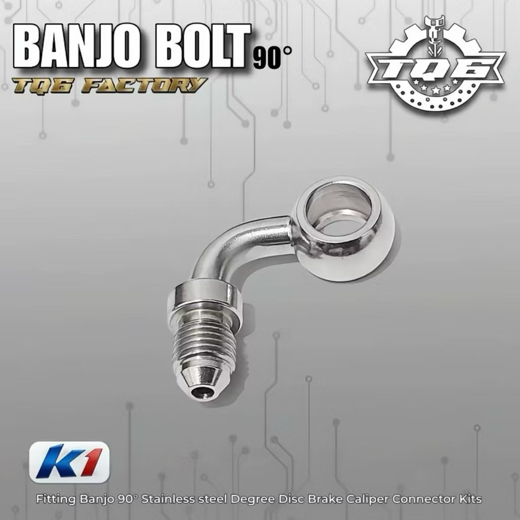 BANJO SELANG REM STAINLESS CNC 90°DERAJAT ORIGINAL TQ6 K1 VIETNAM PRODUCK ORIGINAL TQ6