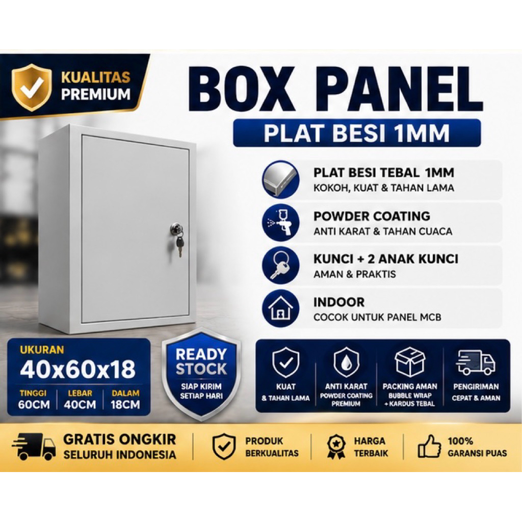 Fourclub_ Box Panel Listrik Indoor Plat Besi 1Mm 20X30X12 30X40X18 40X50X18 40X60X18 Box Mcb Panel