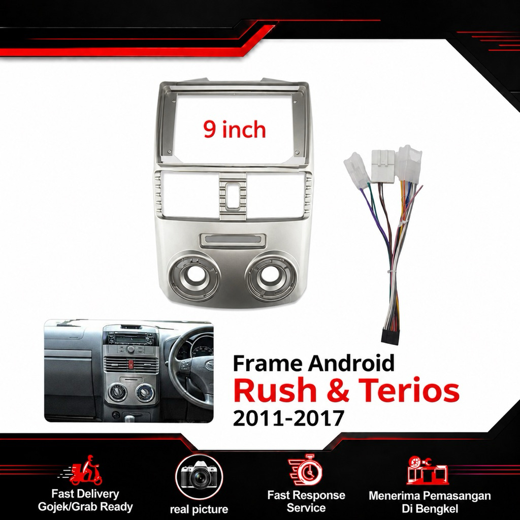 Frame Head Unit Android 9 Inch Rush Terios 2011-2017