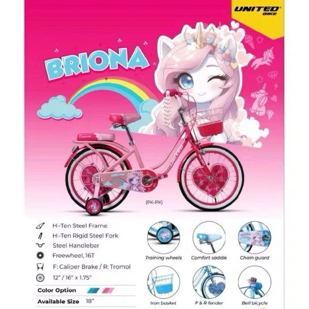 Sepeda Anak Cewek perempuan Mini United Briona 12 16 18 inch