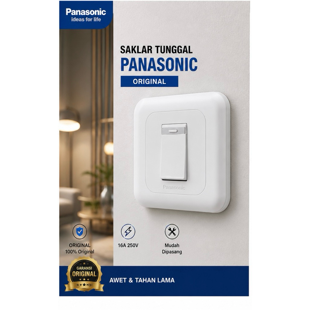 Panasonic Saklar Tunggal Putih Original 16A 250V Saklar Lampu Dinding Rumah Minimalis