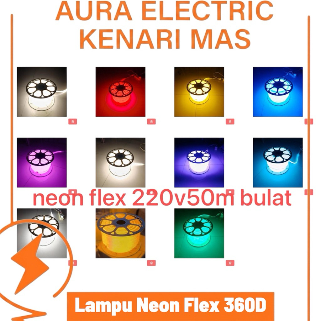 Lampu Neon Flex Led Selang Bulat 360Derajat Lampu Selang 50Meter Led Strip Flexible 220V