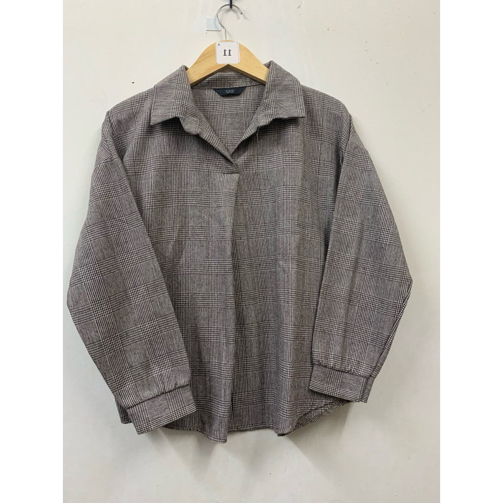 ZIGGI Tartan Nagita Blouse | Atasan wanita motif Tartan oversize