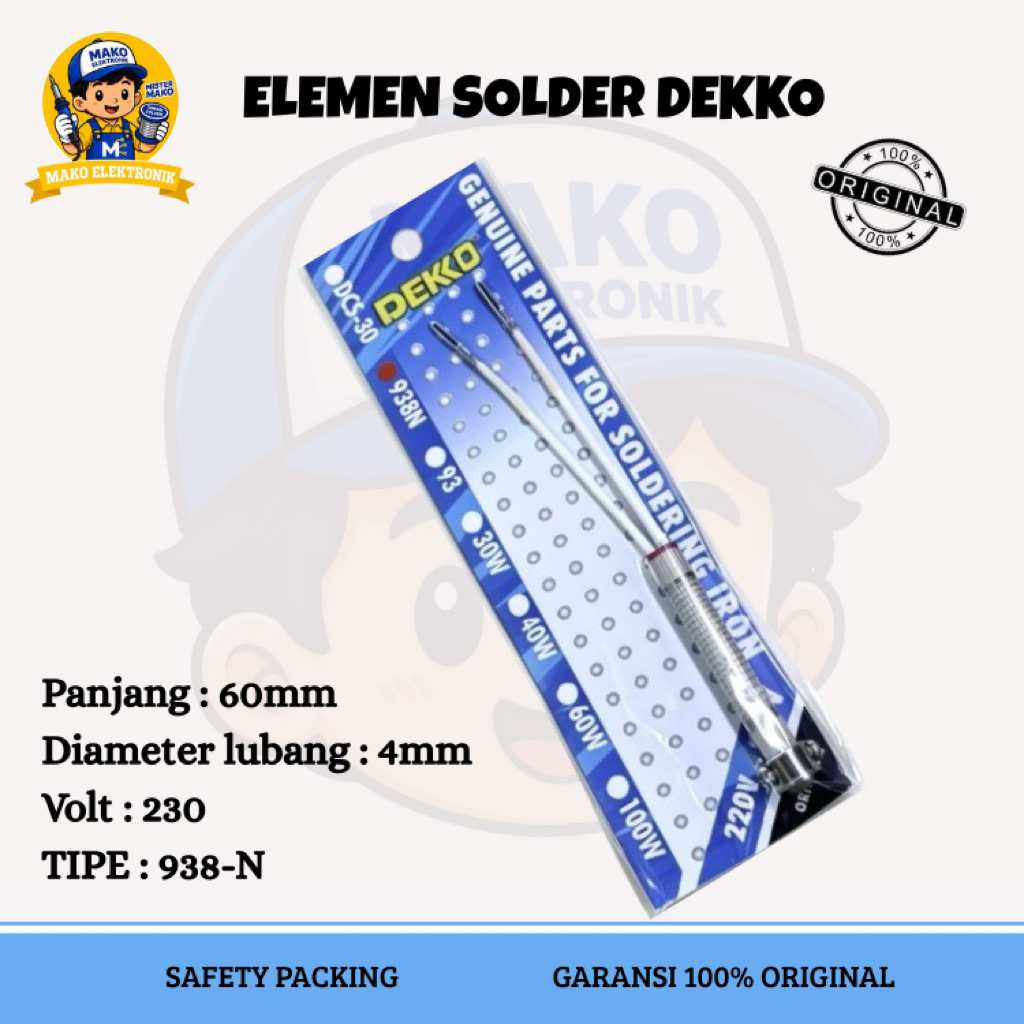 ELEMEN SOLDER 938-N 25~80 WATT DEKKO ORIGINAL ASLI