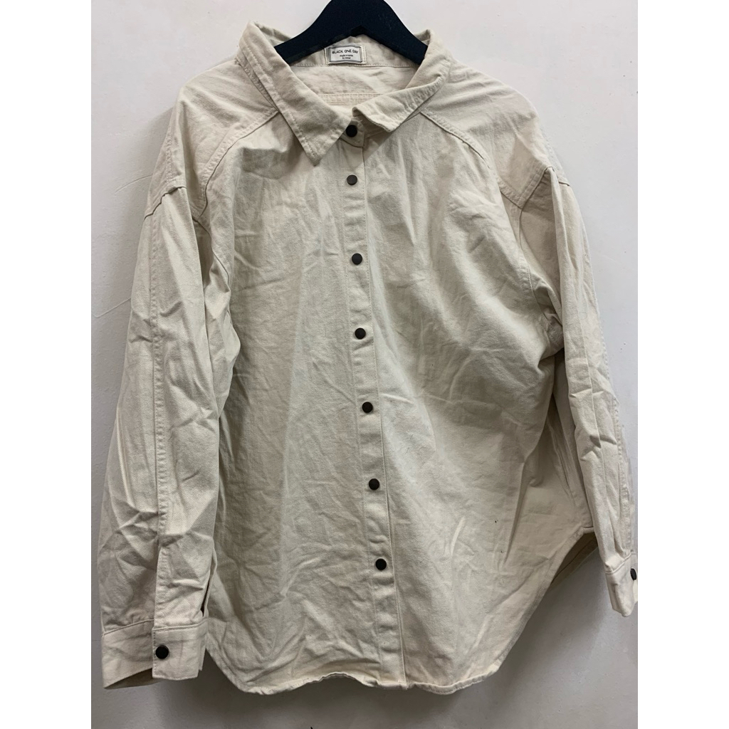 BLACK ONE DAY JEANS OUTER SHIRT Krem| Atasan Kemeja Denim BW Oversize