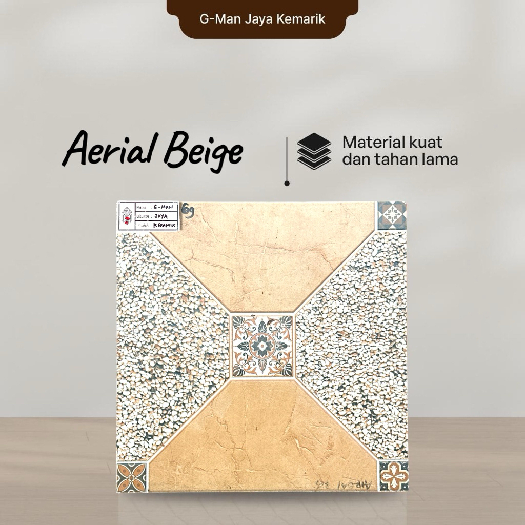 Keramik Lantai Kasar 40x40 Aerial Beige Keramik Mulia Ceramic Garasi/Carpot Grade A Isi 6pcs