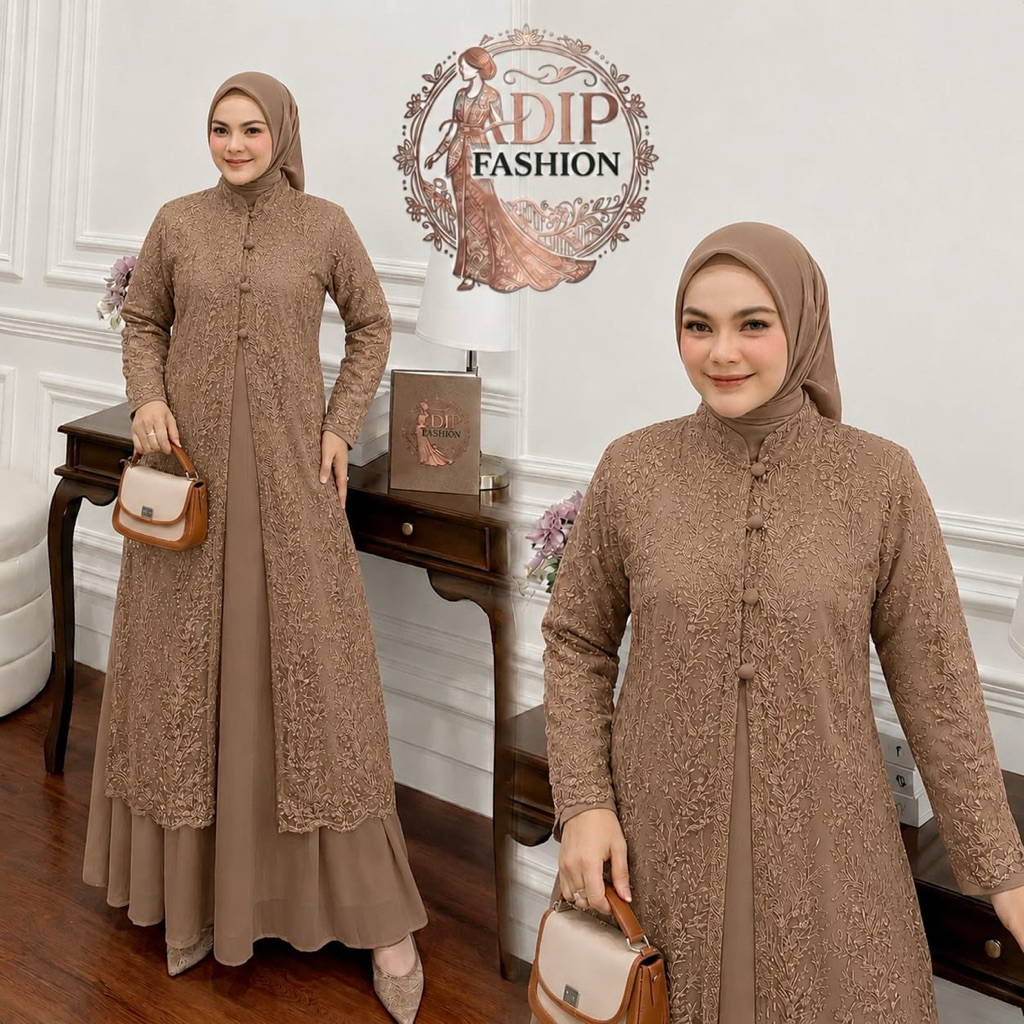 gamis outer lepas premium free hijab/gamis kondangan/gamis ibu hajat/gamis simple elegant/gamis mewa