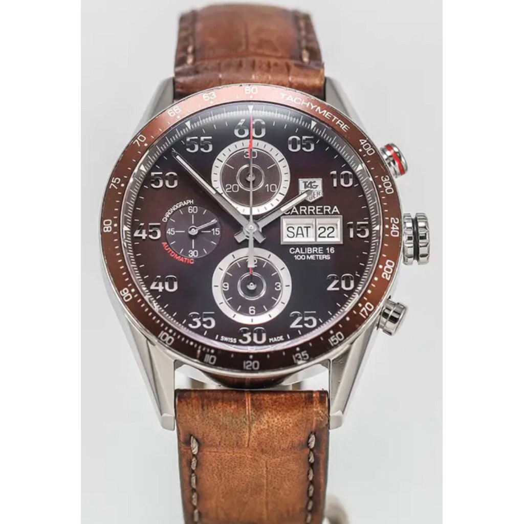 jam tangan pria original TAG HEUER Carrera Cal 16 Daydate Brown 43mm ori