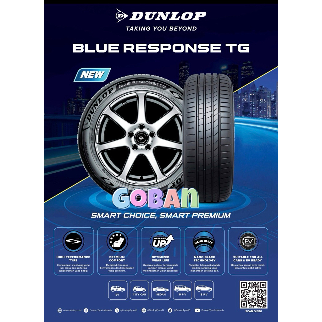 Ban mobil 195/55 r16 Dunlop Blue Response ukuran 195 55 16 Blue Response TG 195/55r16