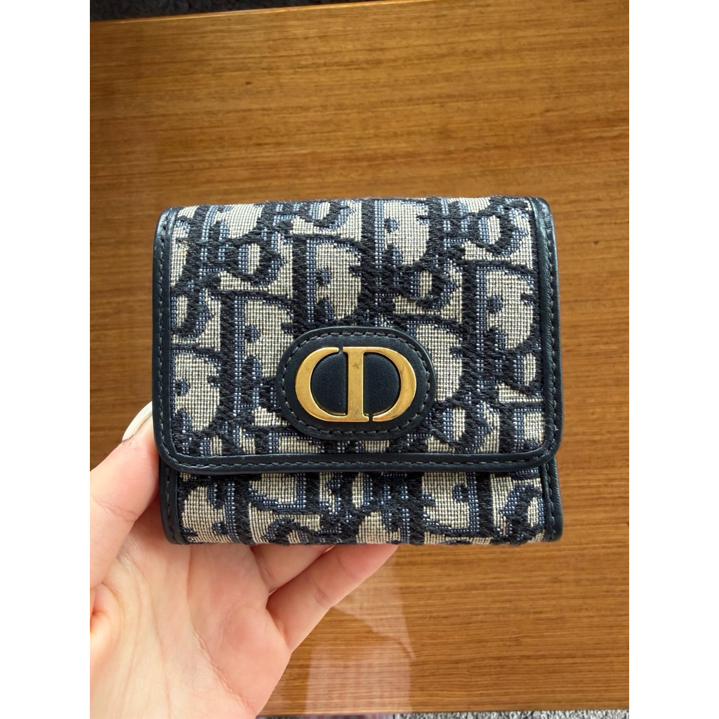 Christian Dior Oblique 30 Montaigne Lotus Wallet Blue