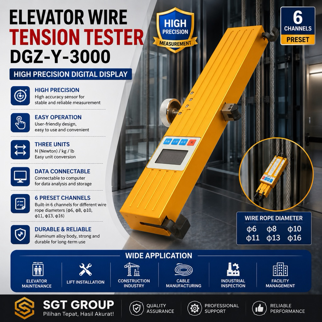 Elevator Wire Tension Tester DGZY3000 Lift Cable Rope Tension Meter Elevator Cable Force Gauge Steel