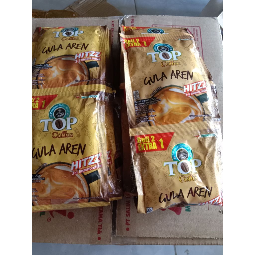 Top Coffee 1Renteng Gula Aren | White Coffee | Top Susu | Top Gula